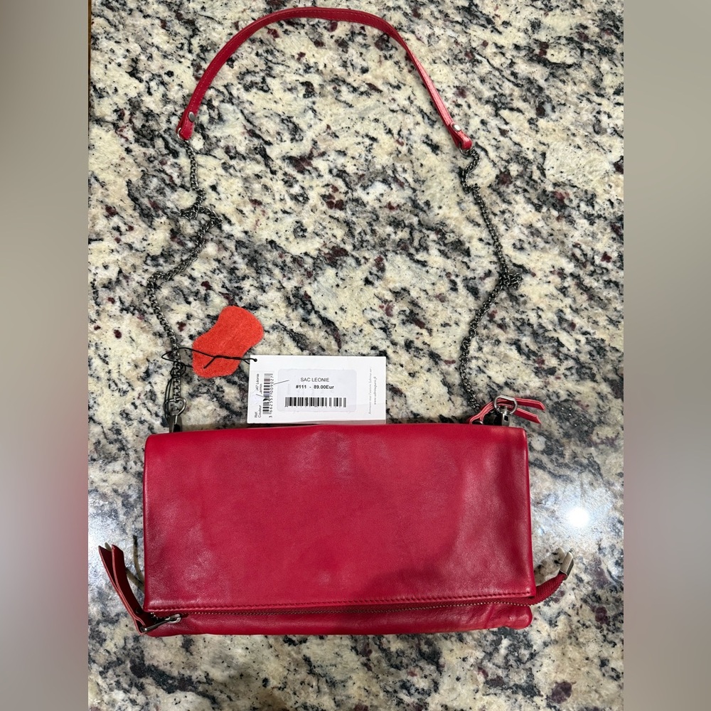 SABRINA Red Leather Crossbody/Clutch NWT